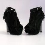 Black Feather Booties With Glitter Night Flight