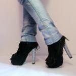 Black Feather Booties With Glitter Night Flight