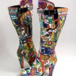 Sold - Hand Painted Knee High Boots Be A Pop-art..