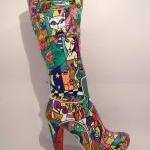 Sold - Hand Painted Knee High Boots Pop-art
