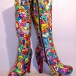 Sold - Hand Painted Knee High Boots Pop-art