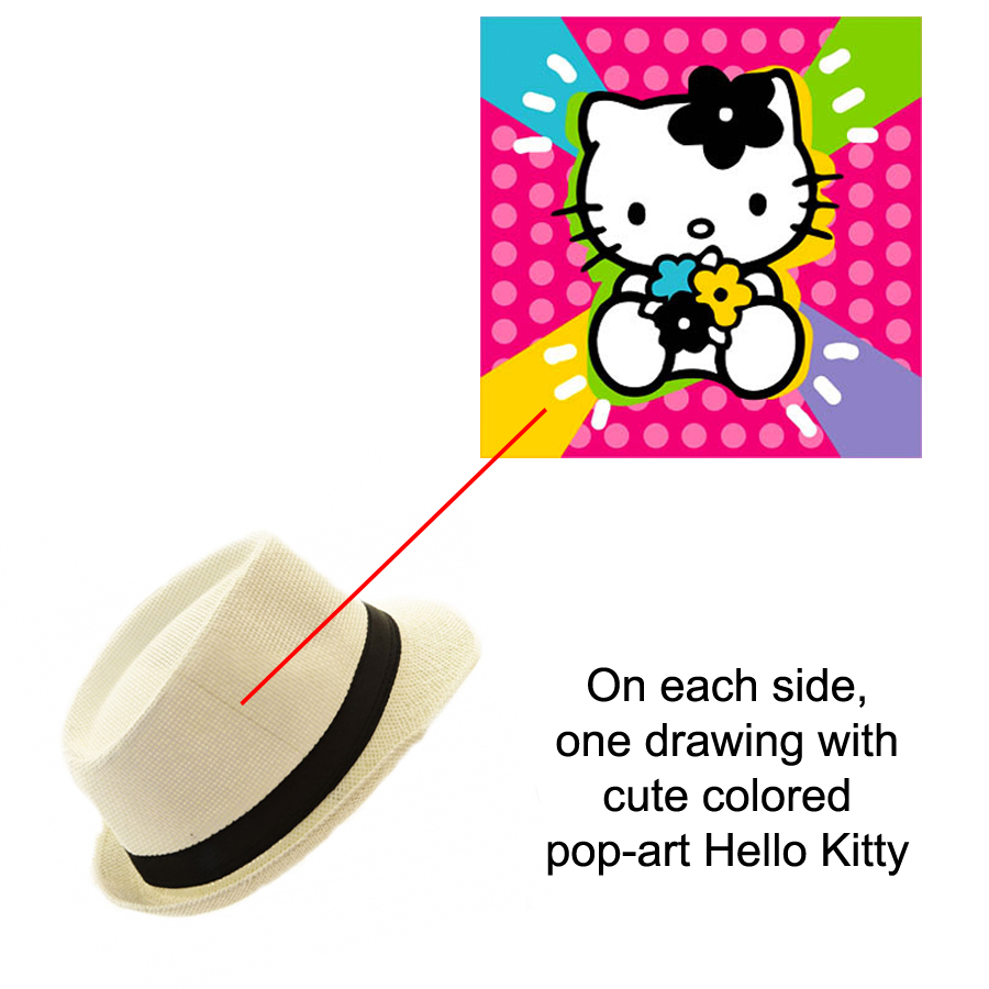 Custom Hand Painted Hat With Cute Pop Art Hello Kitty
