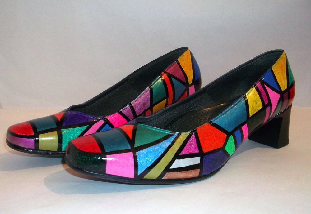 Custom Made Hand Painted Shoes "geometric Shapes"