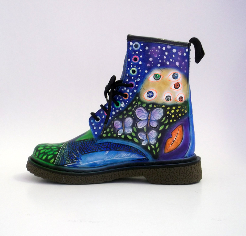 Hand Painted Women Boots Abstract Dream