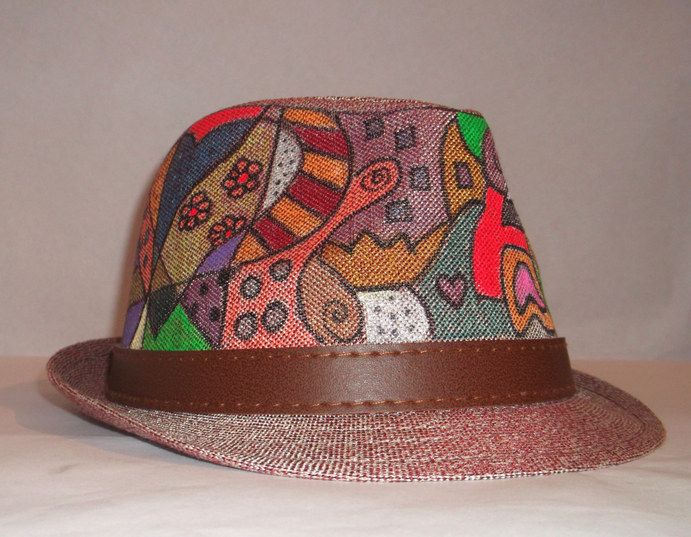 Modern Hand Painted Woman Hat Pop Art on Luulla