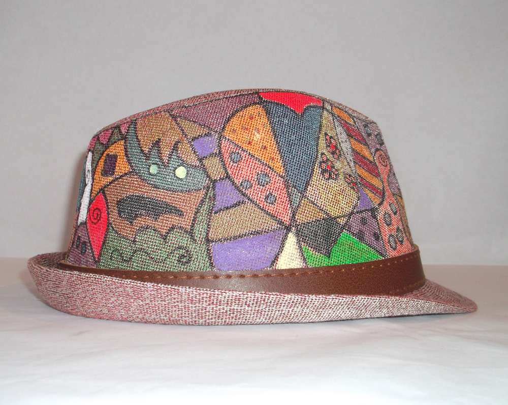 Modern Hand Painted Woman Hat Pop Art on Luulla